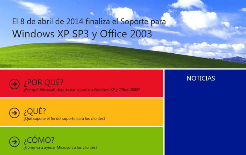callejón Catastrófico si Microsoft dejara de dar soporte a windows xp el 8 abril de 2014